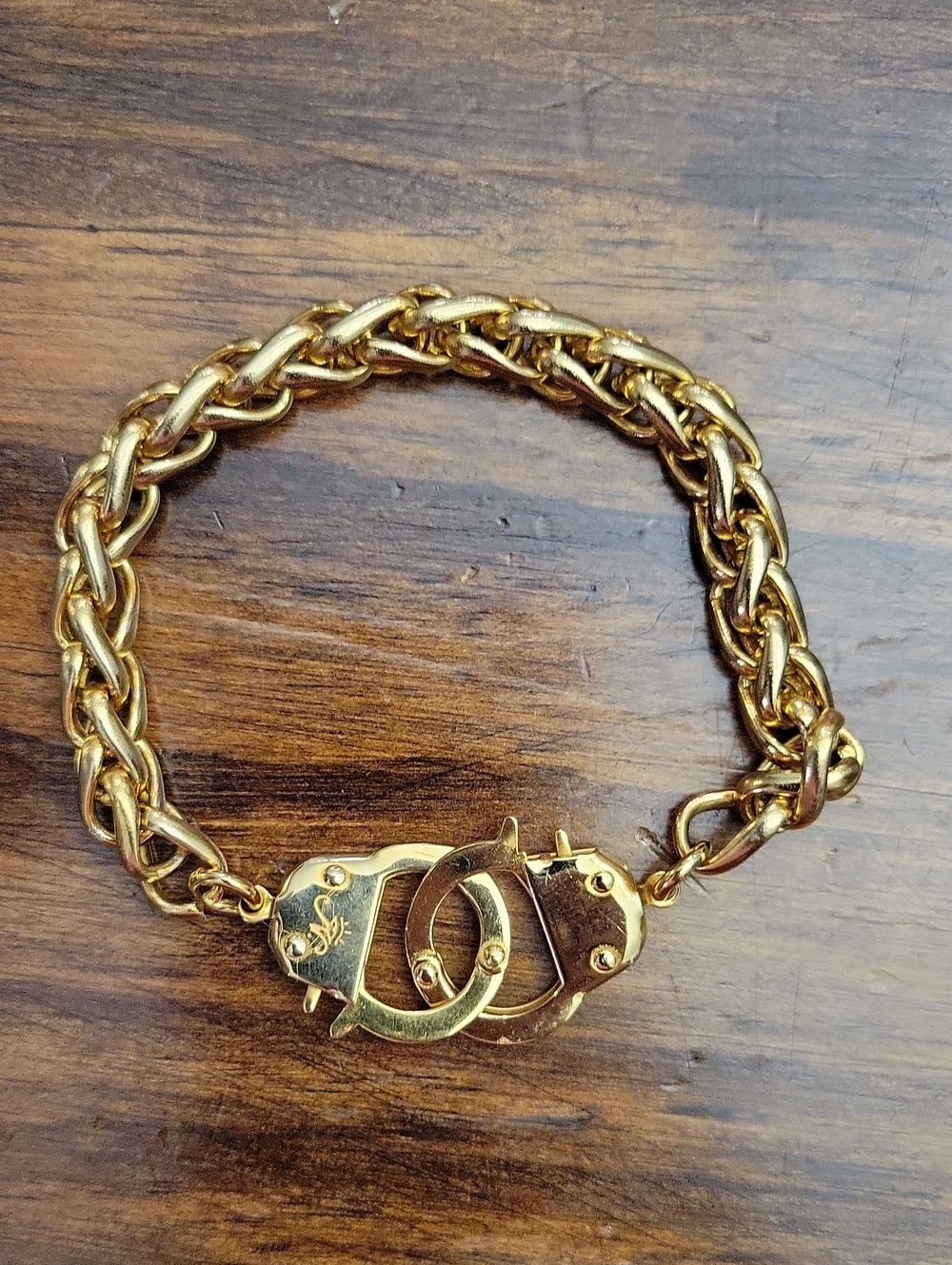 Joseph Nogucci Gold Chain Cuff Link Bracelet with Decorative Clasp
